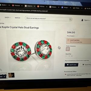 Anne Koplik red and green crystal stud earrings